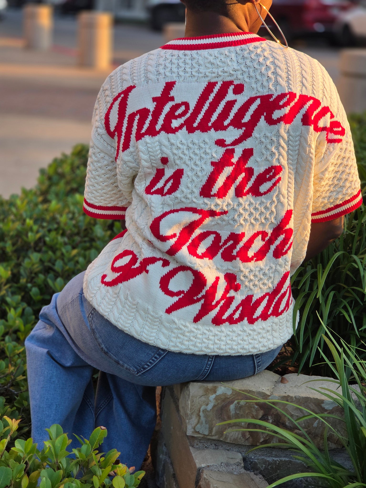 Delta Knit Short Sleeve Sweater