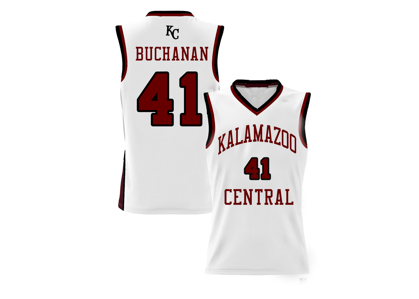 White Kalamazoo Central Basketball Jersey